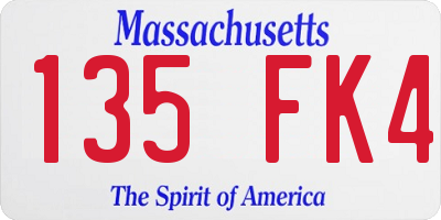 MA license plate 135FK4