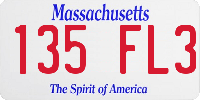 MA license plate 135FL3