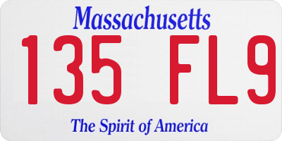 MA license plate 135FL9