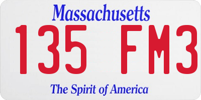 MA license plate 135FM3