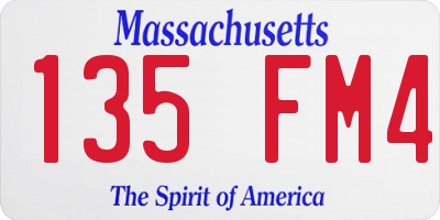 MA license plate 135FM4