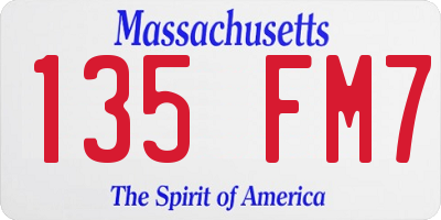 MA license plate 135FM7
