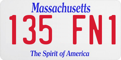 MA license plate 135FN1