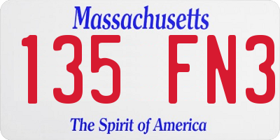 MA license plate 135FN3