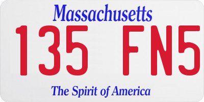 MA license plate 135FN5