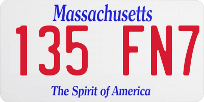 MA license plate 135FN7