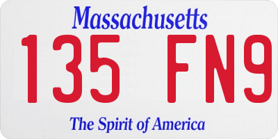 MA license plate 135FN9