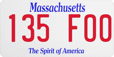 MA license plate 135FO0