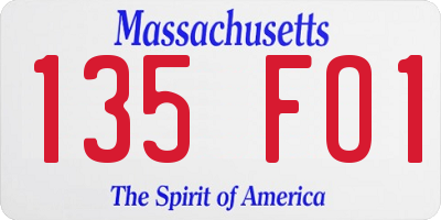 MA license plate 135FO1