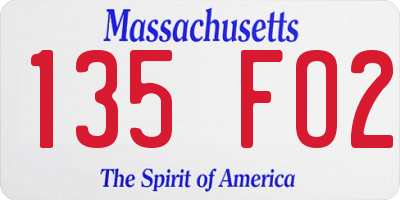 MA license plate 135FO2