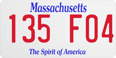 MA license plate 135FO4
