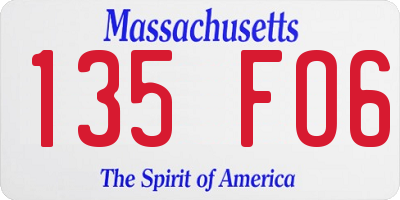 MA license plate 135FO6