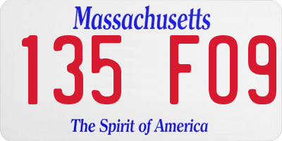 MA license plate 135FO9