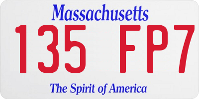 MA license plate 135FP7