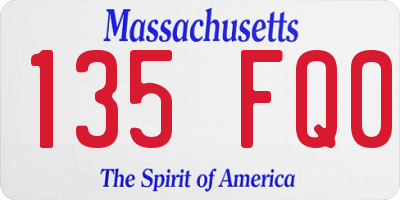 MA license plate 135FQ0
