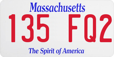 MA license plate 135FQ2