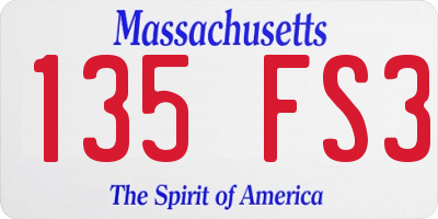 MA license plate 135FS3