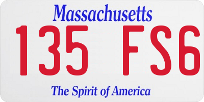 MA license plate 135FS6