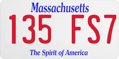 MA license plate 135FS7