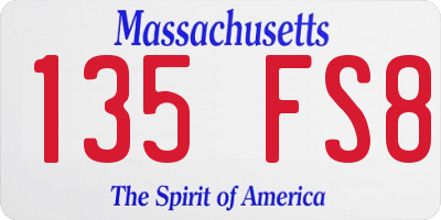 MA license plate 135FS8