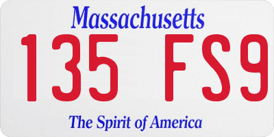 MA license plate 135FS9