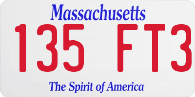 MA license plate 135FT3