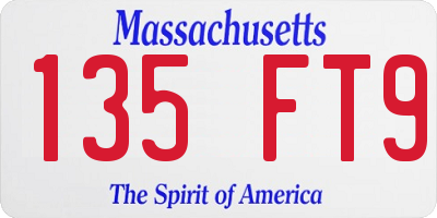 MA license plate 135FT9