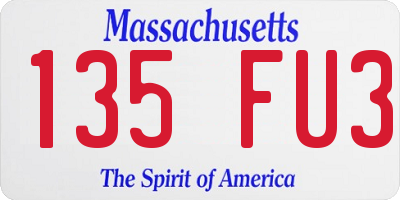 MA license plate 135FU3
