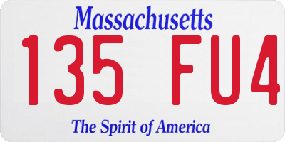 MA license plate 135FU4
