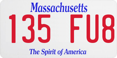 MA license plate 135FU8