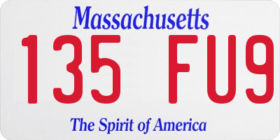MA license plate 135FU9
