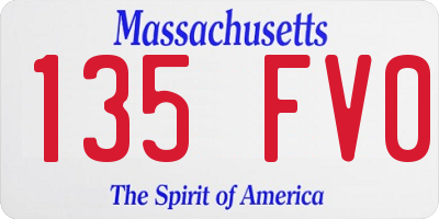 MA license plate 135FV0