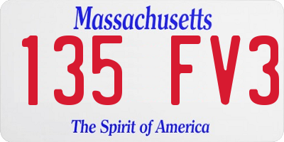 MA license plate 135FV3