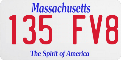 MA license plate 135FV8