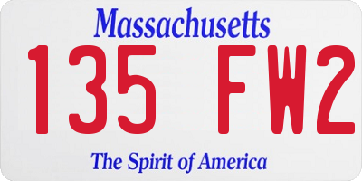 MA license plate 135FW2