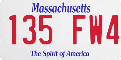 MA license plate 135FW4