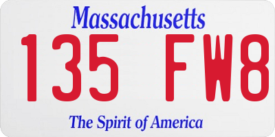 MA license plate 135FW8