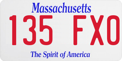 MA license plate 135FX0