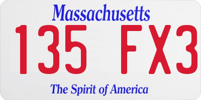 MA license plate 135FX3