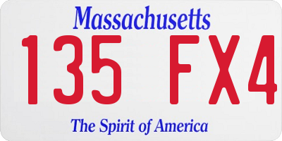 MA license plate 135FX4