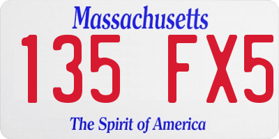 MA license plate 135FX5