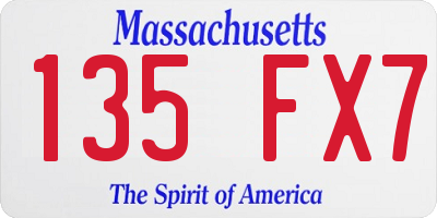 MA license plate 135FX7