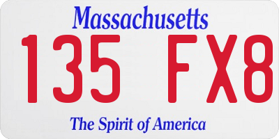 MA license plate 135FX8