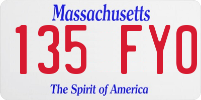 MA license plate 135FY0