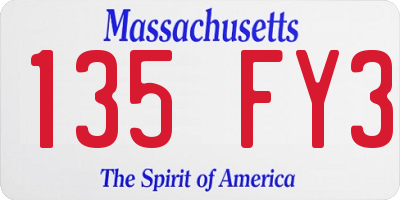 MA license plate 135FY3