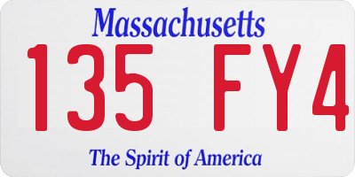 MA license plate 135FY4