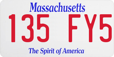 MA license plate 135FY5