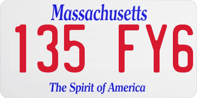 MA license plate 135FY6