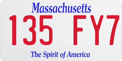 MA license plate 135FY7