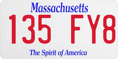 MA license plate 135FY8